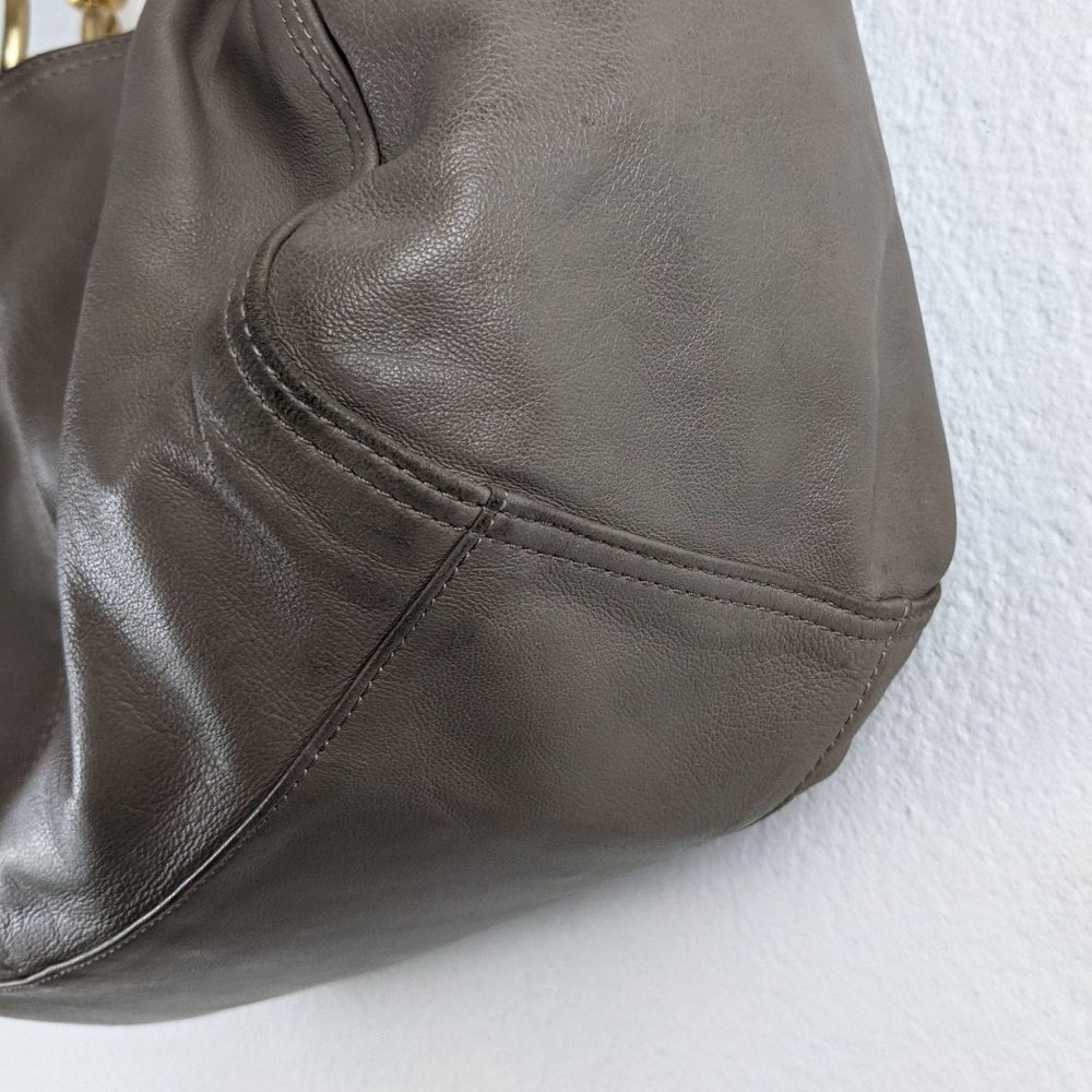 Perlina Tan Leather Braided Strap Tote - Picture 3 of 10